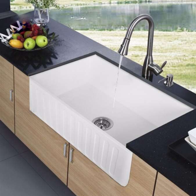 Bavaria Matte White / Glossy White Rectangular Kitchen Sink