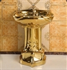 Hotel Creteil Gold Vintage Luxurious Ceramic Pedestal Sink with Faucet in Gold Finish