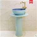 Chatou Light Blue Ceramic Bathroom Sink with Separate Counter and Pedestal