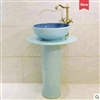 Hotel Chatou Light Blue Ceramic Bathroom Sink with Separate Counter and Pedestal