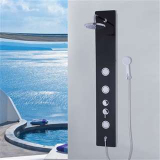 Verona 59" Tempered Glass Shower Panel Waterfall Rainfall w/ Hand Shower & Massage Jets