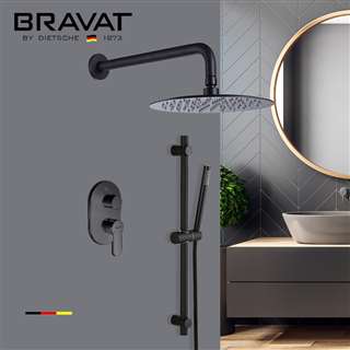 Bravat Hotel Thermostatic Dark Oil Rubbed Bronze Shower Set with 2-Way Concealed Shower Valve Mixer and Hand Shower