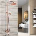 Wall Mount Rose Gold Finish Rainfall Shower Head with Handheld Sprayer and Tub Spout