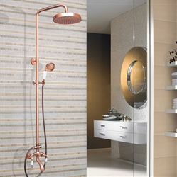 Wall Mount Bathroom Tub Faucet Shower Head with Hand Sprayer in Rose Gold