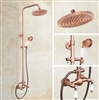 Hotel Rainfall Bathroom Shower Head with Tub Faucet and Hand Sprayer Set in Rose Gold Finish