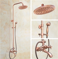 Vintage Rose Gold Wall Mounted Shower Mixer Faucet System with Hand Shower and Swivel Tub Spout