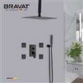 Bravat Shower Set With Valve Mixer Concealed Ceiling Mounted In Matte Black