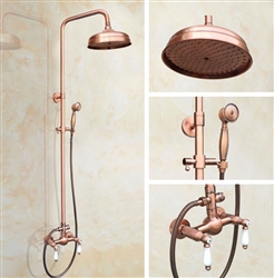 8-inch Wall Mounted Shower Faucet Set with Hand Shower in Vintage Rose Gold Finish