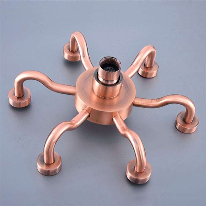 8inch Red Copper Water Saving Top Spray Rainfall Ceiling Mount Showerhead