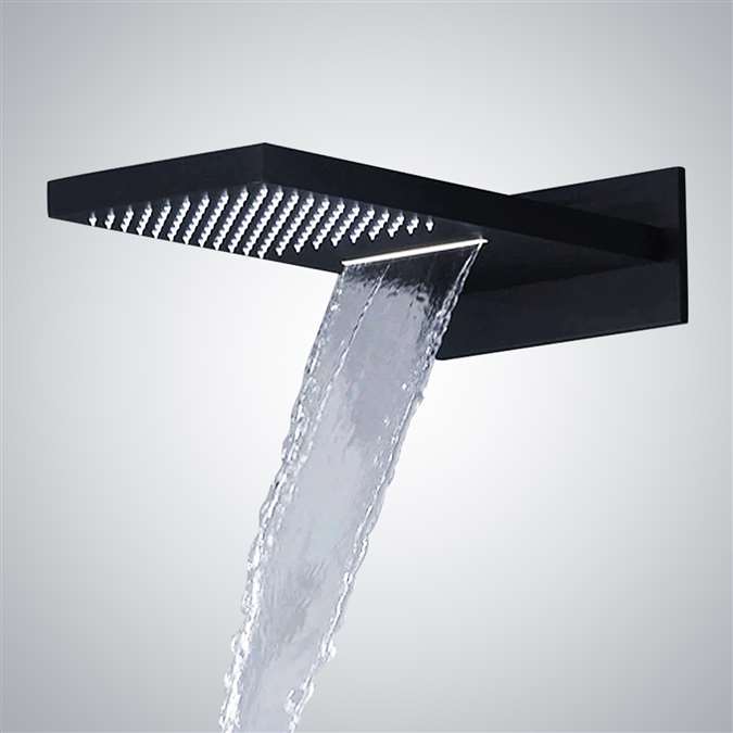 Wall Mounted Stainless Steel Matte Black Finished Bathroom Rainfall ...