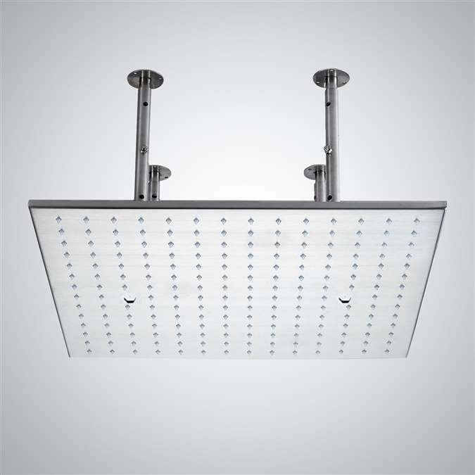 Modern Ceiling Mounted 24-inch Stainless Steel Water Saving Rain Shower Head in Chrome Finish