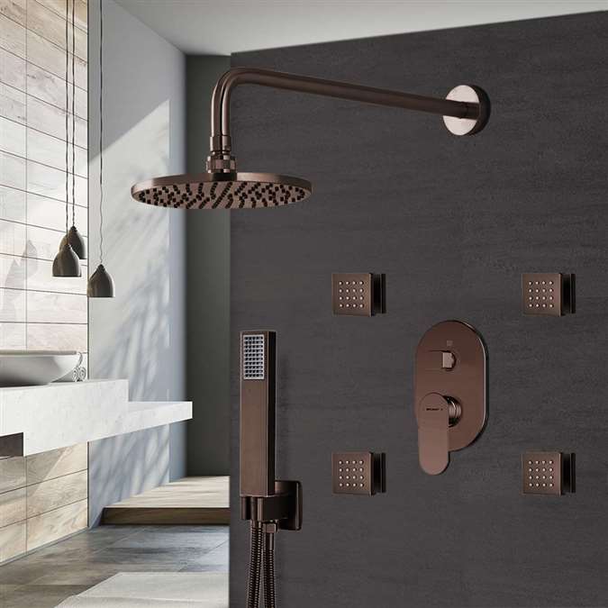 Bravat Shower Set With Valve Mixer 3-Way Concealed Wall Mounted In Light Oil Rubbed Bronze