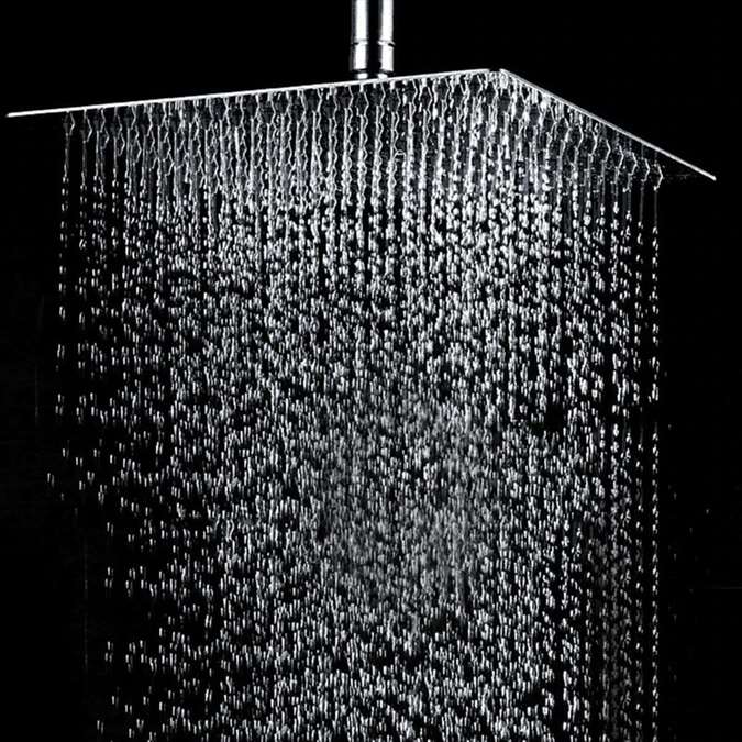 4" Stainless Steel Chrome Finish Ultra-Thin Square Rainfall Water Saving Bathroom Shower Head