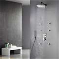 Bravat Wall Mount Chrome Shower Set With Thermostatic Valve Mixer 3-Way Concealed And Six Body Jets With Handheld Shower