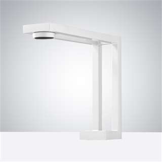 BathSelect Pearl White Parallel Stem Commercial Motion Sensor Faucet