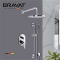 Bravat Chrome Luxury Thermostatic Wall Mounted Round Shower Set With Hand Shower