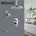 Bravat Classy Chrome Dual Rain Shower Heads with Concealed Wall Mounted Shower Mixer