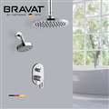 Bravat Luxury Chrome Dual Rain Shower Heads with Concealed Wall Mount Shower Mixer