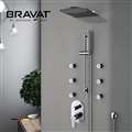 Bravat Chrome Luxury Shower Set with Concealed Wall Mount Thermostatic Mixer, Hand Shower and Jetted Body Sprays