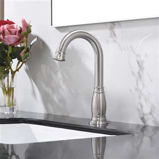 Bathselect Venosa Hotel Deck Mount Commercial Brushed Nickel Automatic Touchless Sensor Faucet