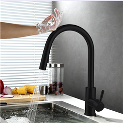 BathSelect Single Handle Kitchen Touch Faucet With Pull Down Sprayer in Matte Black