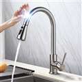 Sierra Pull Down Sensor Touch Kitchen Faucet With Button For Two Way Flow In Brushed Nickel