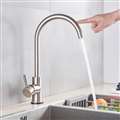 Gooseneck Brushed Nickel Single Handle Sensor Touch Kitchen Faucet