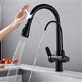 BathSelect 3 Way Pull Out Intelligent Touch Kitchen Sink Faucet in Matte Black