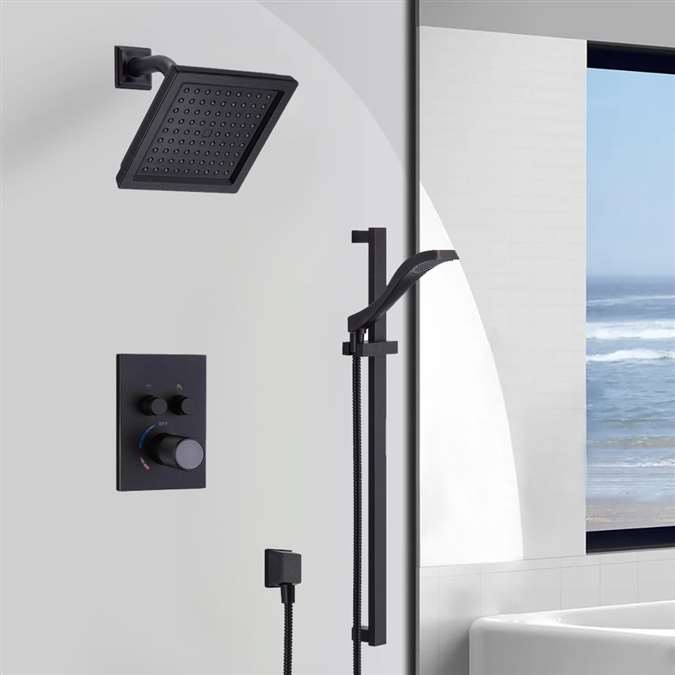 Browse Ancona Wall Mount Matte Black Square Shower Head With 2-Way ...