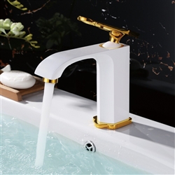 BathSelect Alea Brass White and Gold Bathroom Sink Faucet