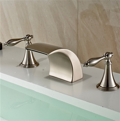 Nîmes Brushed Nickel Double Handle Deck Mount Widespread Bathtub Faucet