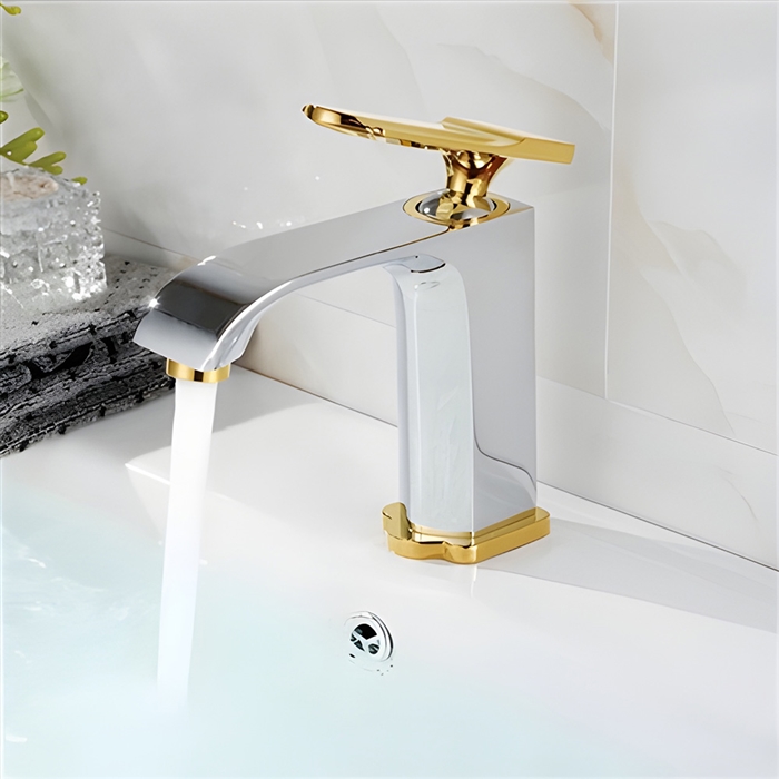 Naples Bathroom Sink Faucet with Chrome & Gold Finish