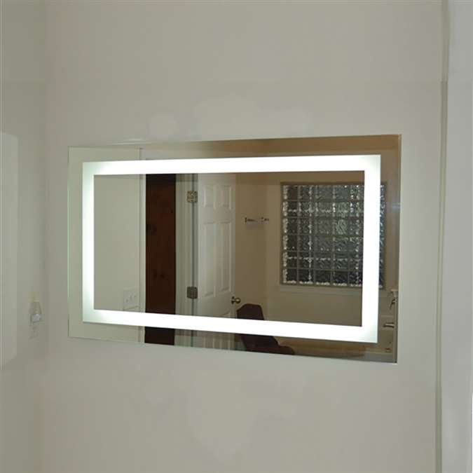 Large Rectangular LED Light Mirror with Defogger & Touch Switch