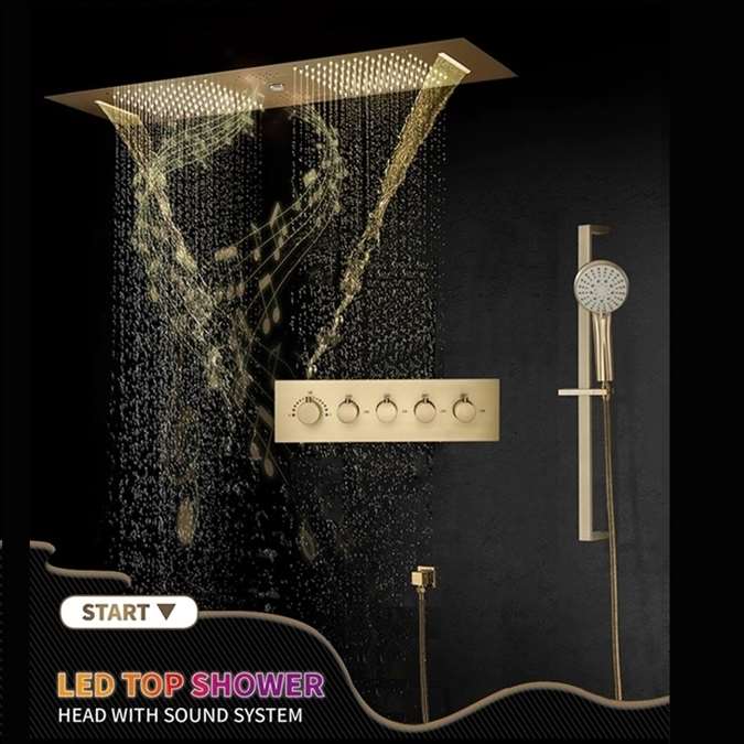 Luxury Musical Recessed Led Gold Shower System