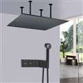 Chiavari 24" Matte Black Digital Ceiling Mount Rainfall Shower System with Round Built-in Handheld Shower