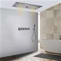 Foggia Hospitality Gunmetal Gray Thermostatic Musical Recessed Ceiling Mount Rainfall LED Shower System with Hand Shower