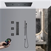 Hotel Catania LED Remote Controlled Matte Black Thermostatic Musical Rainfall Waterfall Mist Shower System with Hand Shower and 3 Jetted Body Sprays