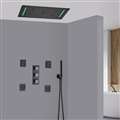 Vicenza Matte Black Thermostatic LED Mist Waterfall Rainfall Shower System with Jetted Body Sprays and Hand Shower