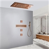 Vittoria Hospitality Sophisticated Rose Gold Thermostatic Recessed Ceiling Mount LED Waterfall Rainfall Shower System with Hand Shower and Jetted Body Sprays