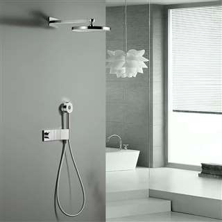 Rimini Luxury 10.8 Inch 6 Spray Setting Chrome High-Pressure Thermostatic Rainfall Shower System