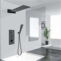 Milan Matte Black 2 Functions Wall Mount Rainfall Shower System with Handheld Shower