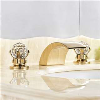 Acerra Gold LED Bathroom Sink Faucet with 2 Crystal Knobs