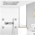 Rome Brushed Nickel Thermostatic Musical Waterfall Rainfall Shower System with Hand Shower and Jetted Body Sprays