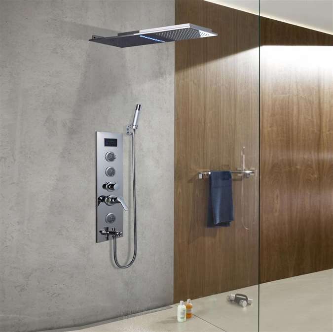 Sassari Digital Wall Mount Rainfall Shower System with Handheld Shower in Chrome