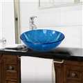 Lyon Blue Color Glass Vessel Bathroom Sink