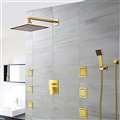 Ancona Wall Mount Gold Finis Shower Head with Body Massage Jets