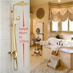 Florence Gold Shower Set with 8 Inch Rainfall Square Shower Head