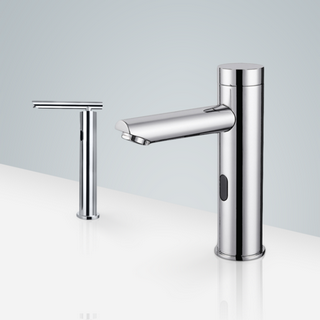 Geneva Standing Motion Sensor Faucet & Touchless Automatic Soap Dispenser For Restrooms In Chrome For Restrooms