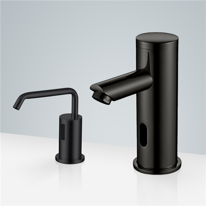 BathSelect Sénart Hotel Commercial Automatic Motion Sensor Faucet & Automatic Deck Mount Sensor Liquid Soap Dispenser for Restrooms in Oil Rubbed Bronze Finish