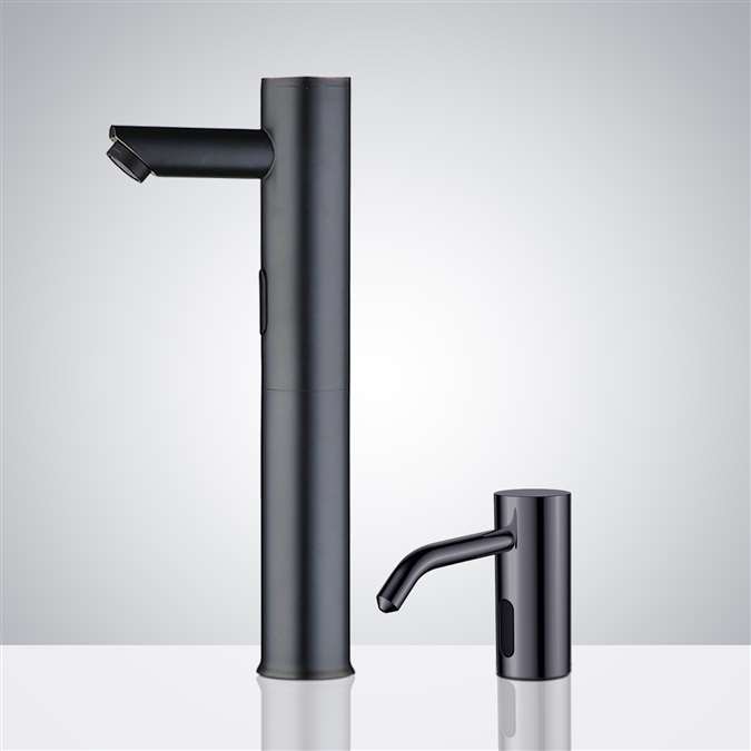 Bavaria Dark Oil Rubbed Bronze Tripod Motion Sensor Faucet & Deck Mount Automatic Liquid Soap Dispenser For Restrooms